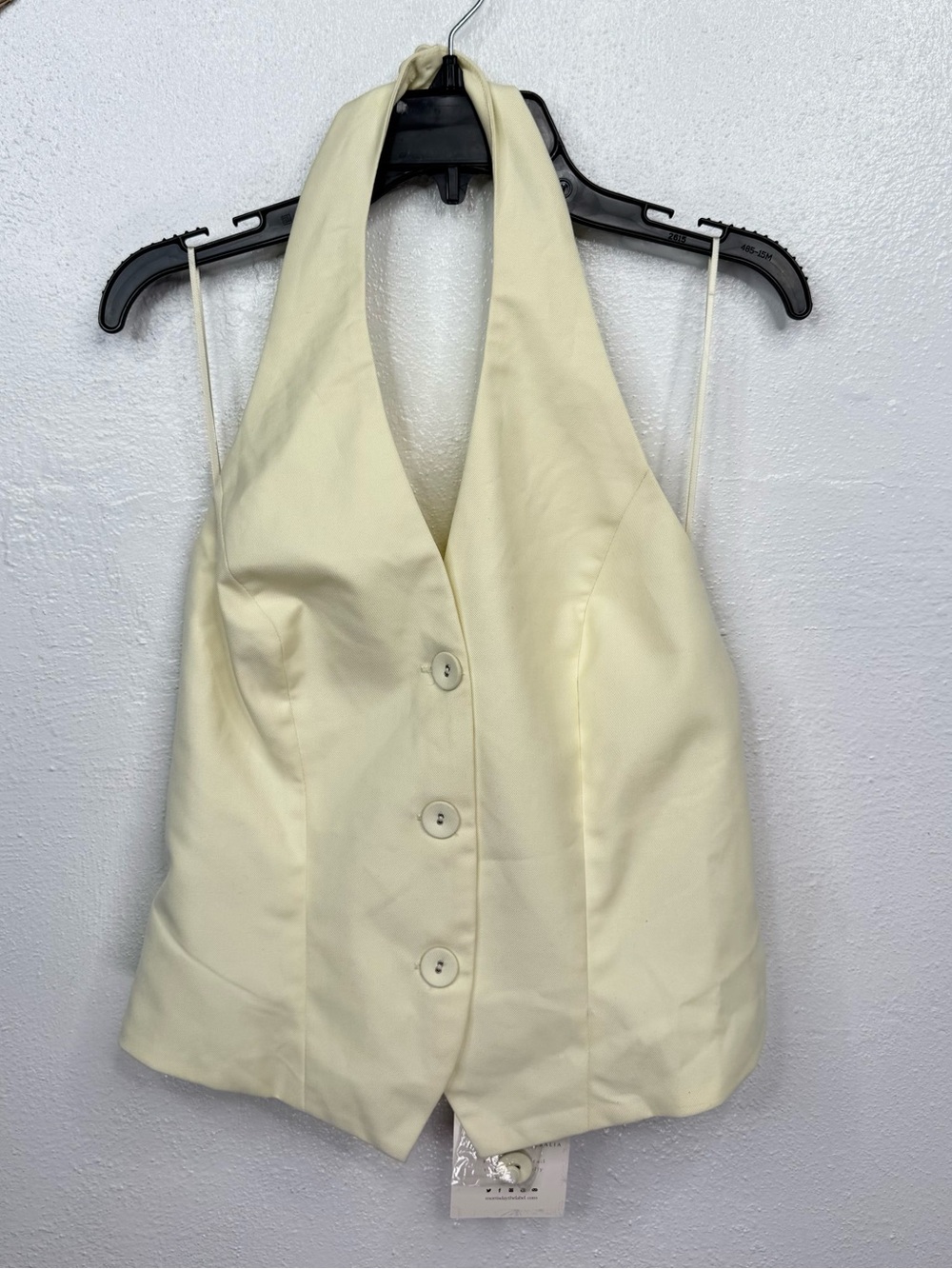 Morrisday The Label Halter Vest Top Womens Size S Butter Yellow Button Front
